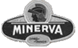 Znak Minerva, používaný na vozidlech Minerva TT, s malým oválem Land-Rover v dolní části